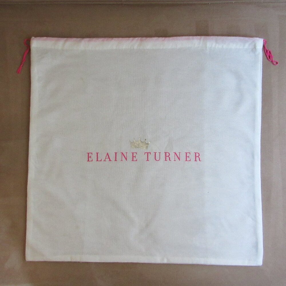ELAINE TURNER White Dust Storage Travel Bag Pink Drawstring 20" x 20" NEW
